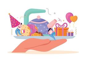 Birthday Tea Gifts Composition vector