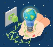 Isometric Earth Hour Composition vector
