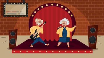 Elderly Music Cartoon Composition vector