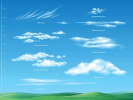 conjunto realista de infografías de nubes vector