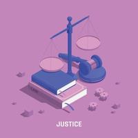 Law Justice Isometric Colored Composition vector