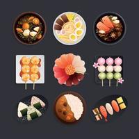 Japanese Traditional Food Composition vector