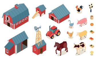 Farm Isometric Set vector