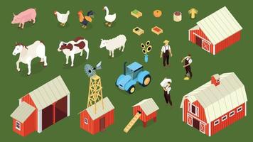 Farm Isometric Background Set
