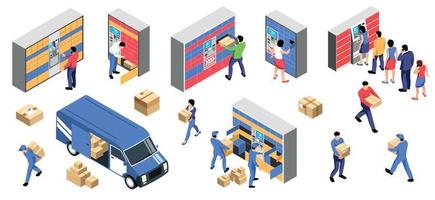 Delivery In Post Terminal Isometric Set vector