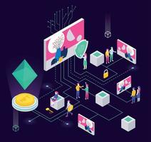 NFT Token Flowchart Composition vector