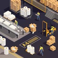 Isometric Paper Production Composition vector