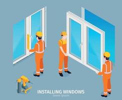 Installing Windows Isometric Background vector