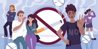 No Smoke Flat Banner vector