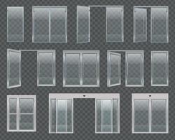 conjunto de iconos de puertas de vidrio vector