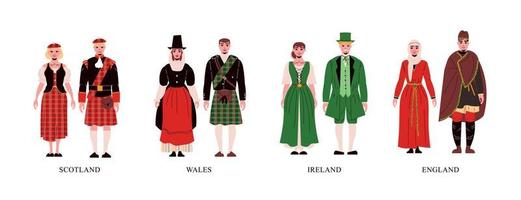 People In National Costume Set vector