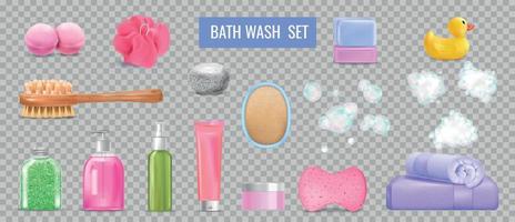 Bath Wash Transparent Set vector