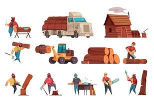 Lumberjack Cartoon Set vector