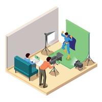 Superheroes Supervillains Isometric Film Studio vector