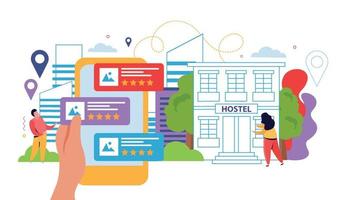 Hostel And Tourists Flat Design Concept vector