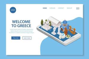 sitio web isométrico de viajes de grecia vector