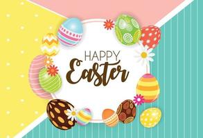 Happy Easter Cute Background with Eggs. Vector Illustration EPS10