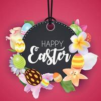 Happy Easter Cute Background with Eggs. Vector Illustration