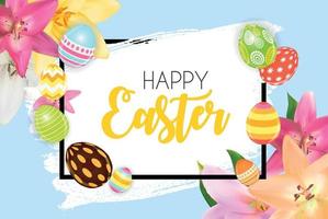 Happy Easter Cute Background with Eggs. Vector Illustration EPS10