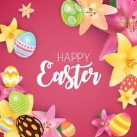 Happy Easter Cute Background with Eggs. Vector Illustration