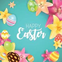 Happy Easter Cute Background with Eggs. Vector Illustration