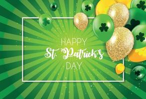 Happy Saint Patricks Day Background with Clover Leaves. Vector Illustration