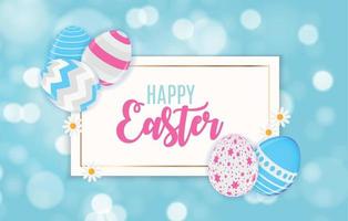 Happy Easter Cute Background with Eggs. Vector Illustration