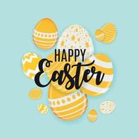 Happy Easter Cute Background with Eggs. Vector Illustration