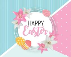 Happy Easter Cute Background with Eggs. Vector Illustration