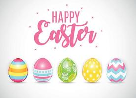 Happy Easter Cute Background with Eggs. Vector Illustration