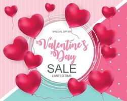 venta de san valentín, tarjeta de discont. ilustración vectorial vector