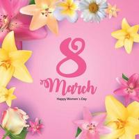 Poster International Happy Women's Day 8 March Floral Greeting card Vector Illustration