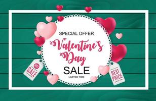 venta de san valentín, tarjeta de descuento. ilustración vectorial vector