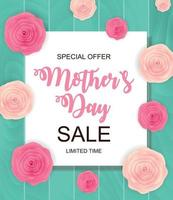 Happy Mothers Day Cute Sale Background with Flowers. Vector Illustration