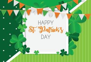 Happy Saint Patricks Day Background with Clover Leaves. Vector Illustration