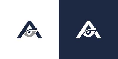 Eye logo design with the initials of the letter A, modern and sophisticated vector