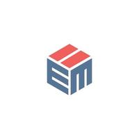 A modern and sophisticated cube logo design with initials EM 1 vector