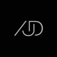 un logo con las iniciales de las letras ajd, moderno y profesional vector