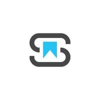 Logo initials letter S in combination with modern and professional book icons vector