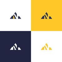 logotipo de montaña con iniciales simples y modernas de la letra nv 2 vector