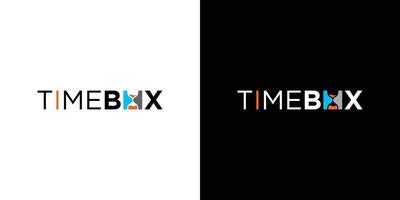 Modern and unique time box logo design vector
