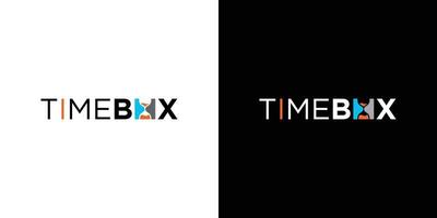 Modern and unique time box logo design vector