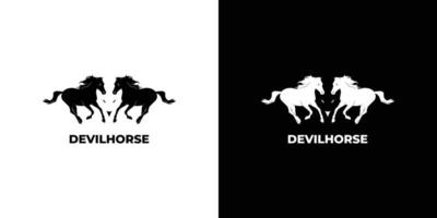 Cool and unique devil horse logo design vector