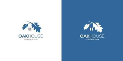 Unique and elegant oak house logo design vector