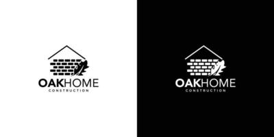 Modern and professional oak house construction logo design vector