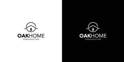 Modern and professional oak house construction logo vector