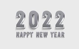 feliz año nuevo 2022 plata 3d deseando celebración script texto letras celebrar festival premium moderno mínimo alfabeto numérico letras archivo vectorial editable vector
