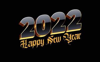 Happy New Year 2022 Wishing Celebration Golden Black Script Text Lettering Celebrate Festival Premium Modern Minimal Alphabet Numeric Letters Editable Vector File