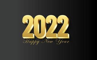 Happy New Year 2022 Golden 3D Effect Wishing Celebration Script Text Lettering Celebrate Festival Premium Modern Minimal Alphabet Numeric Letters Editable Vector File