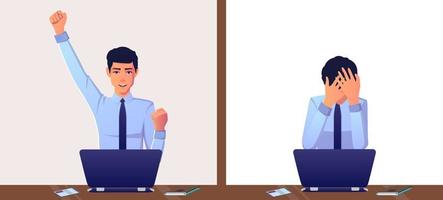 Businessman win and lose expressions Premium Vector illustration